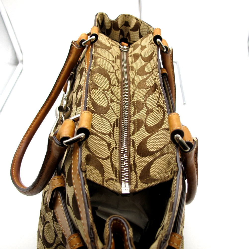 COACH コーチ ハンドバッグ トートバッグ ナイロン シグネチャー ブラウン レディース 8K07 難あり