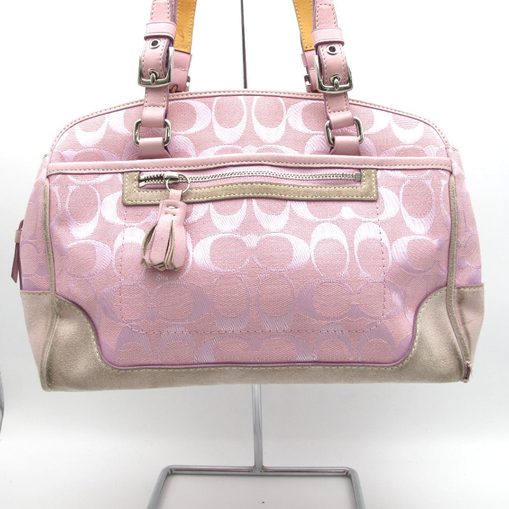 COACH コーチ ハンドバッグ ナイロン レザー シグネチャー ピンク レディース 6828