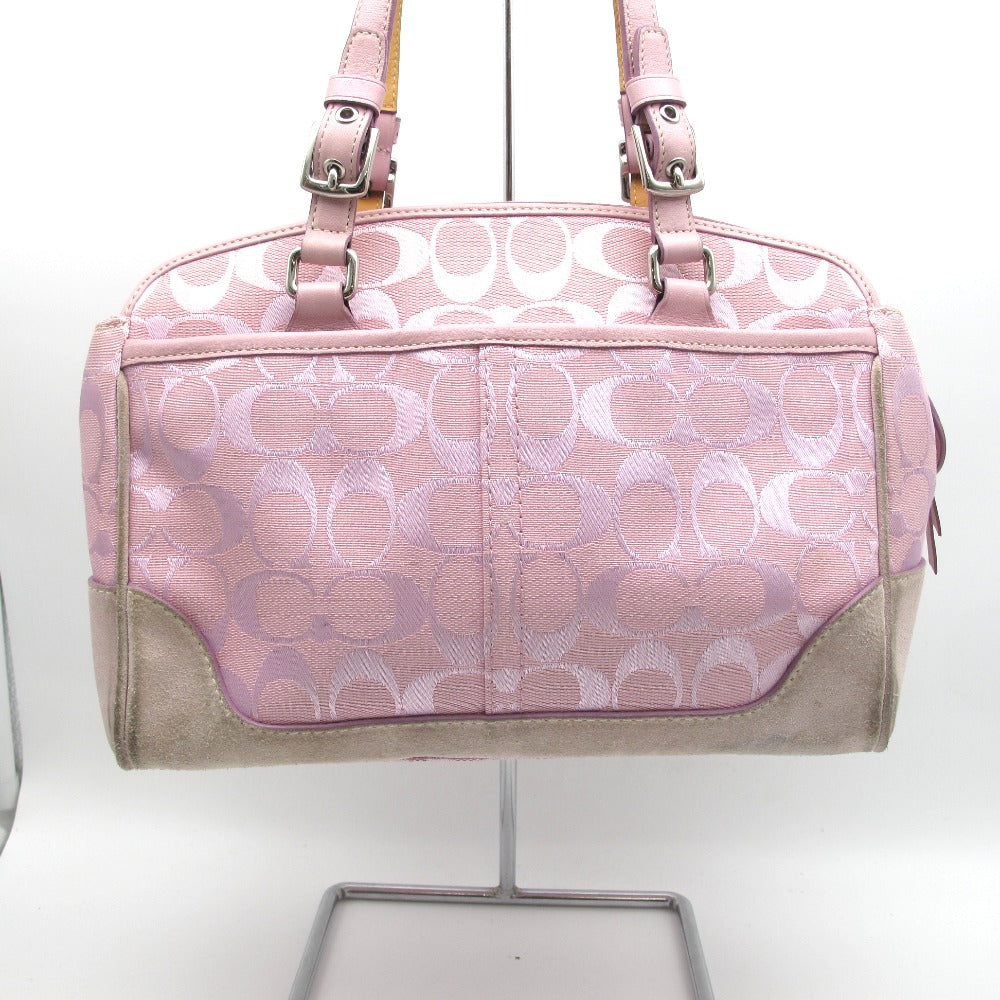 COACH コーチ ハンドバッグ ナイロン レザー シグネチャー ピンク レディース 6828