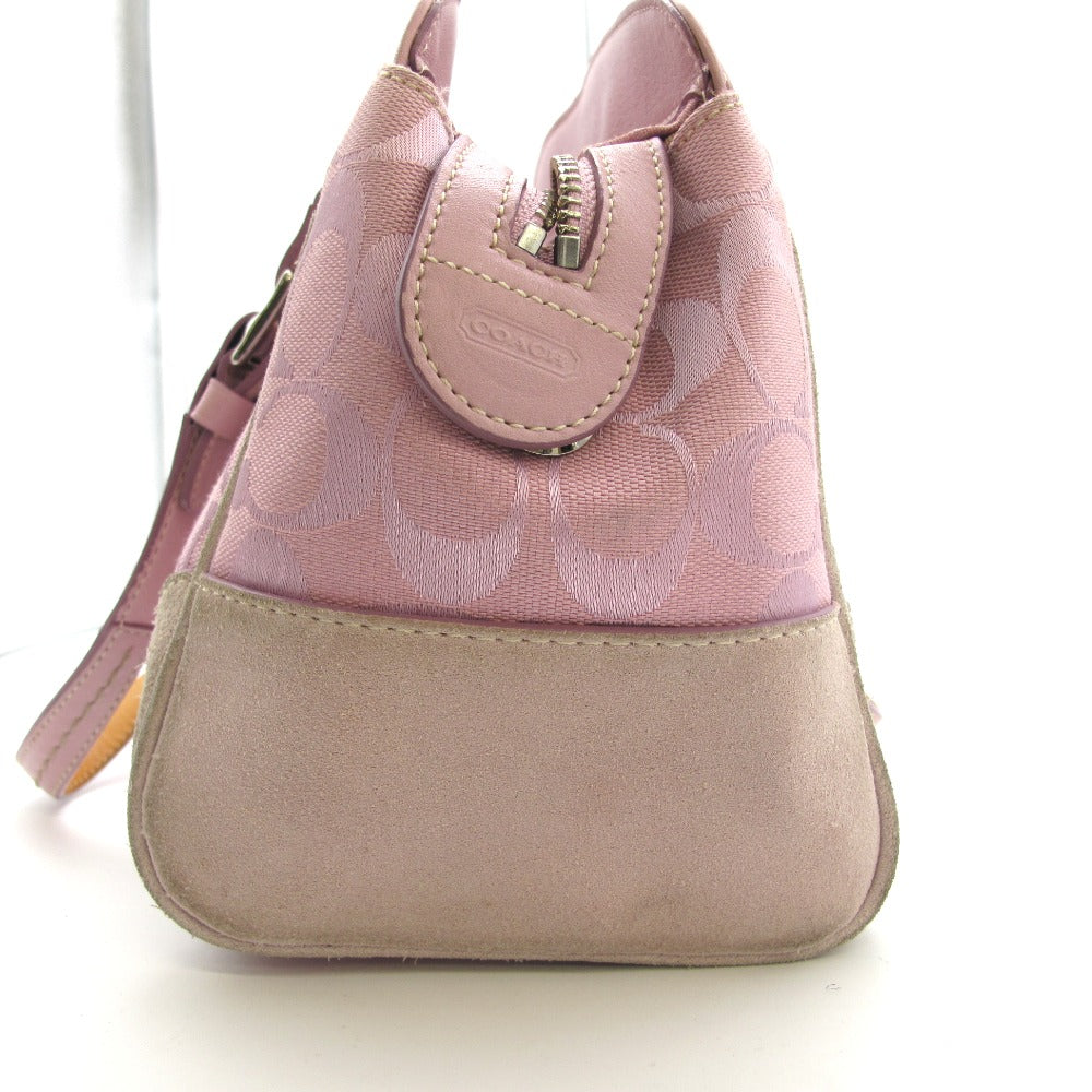 COACH コーチ ハンドバッグ ナイロン レザー シグネチャー ピンク レディース 6828