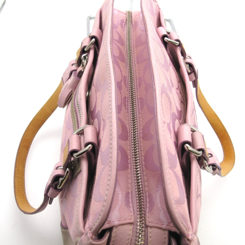 COACH コーチ ハンドバッグ ナイロン レザー シグネチャー ピンク レディース 6828