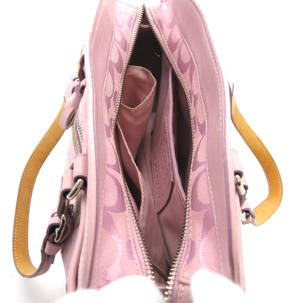 COACH コーチ ハンドバッグ ナイロン レザー シグネチャー ピンク レディース 6828