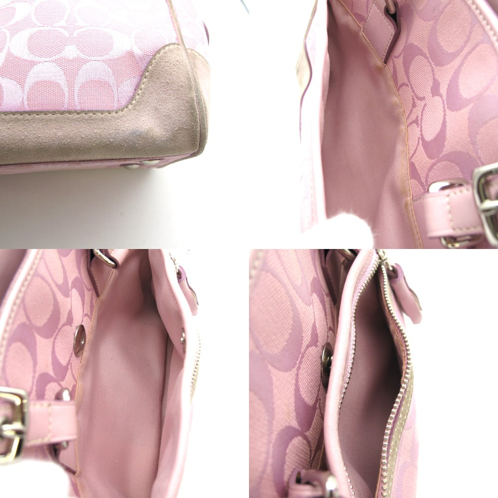 COACH コーチ ハンドバッグ ナイロン レザー シグネチャー ピンク レディース 6828
