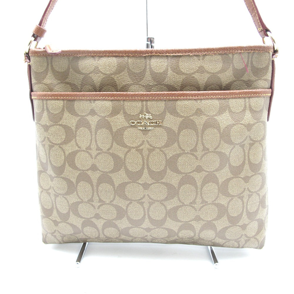COACH コーチ ショルダーバッグ ナイロン シグネチャー 正面ロゴ ベージュ レディース 難あり