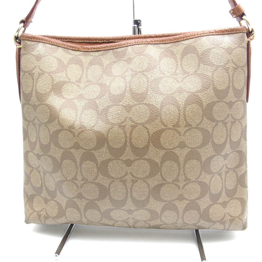 COACH コーチ ショルダーバッグ ナイロン シグネチャー 正面ロゴ ベージュ レディース 難あり