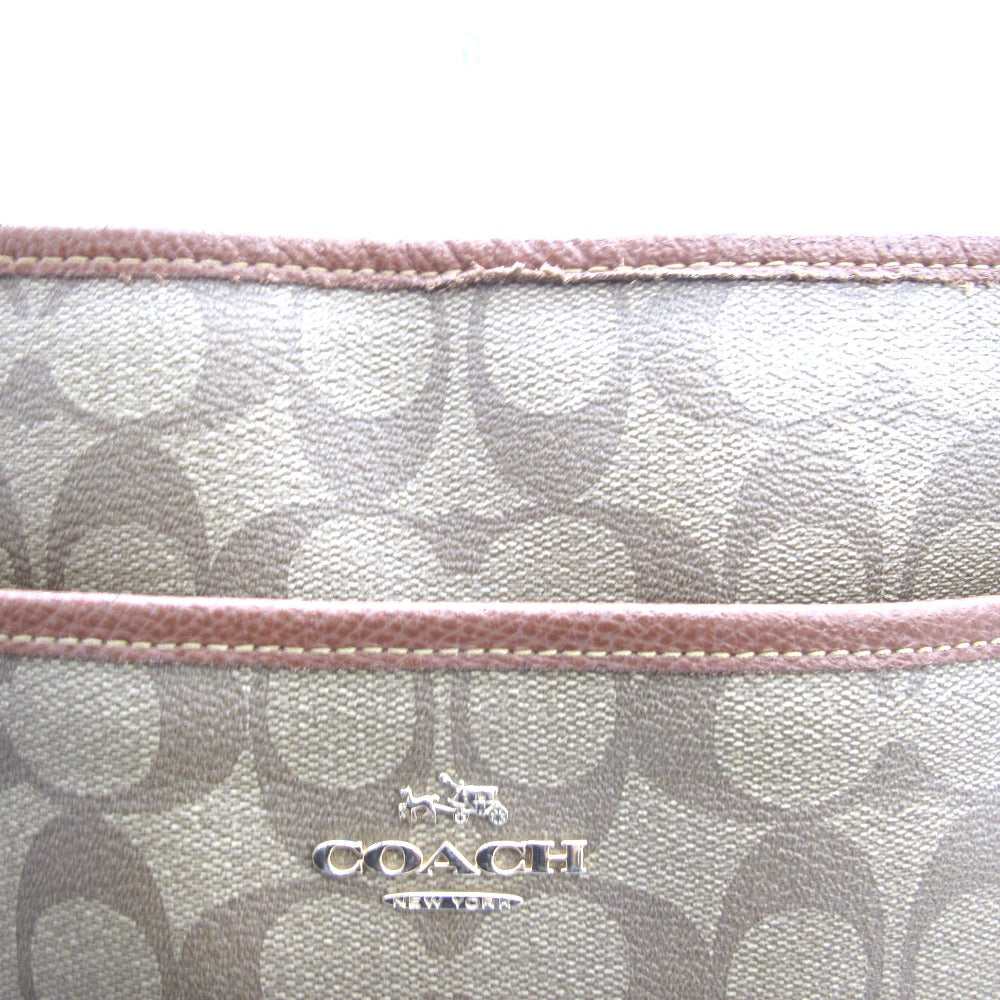 COACH コーチ ショルダーバッグ ナイロン シグネチャー 正面ロゴ ベージュ レディース 難あり