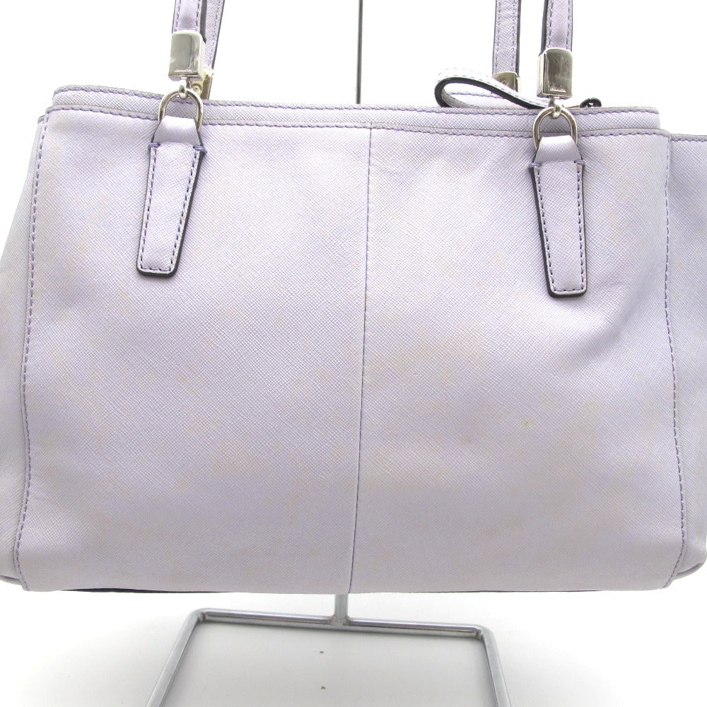 COACH コーチ ハンドバッグ レザー 正面ロゴ グレーパープル レディース 30128 難あり