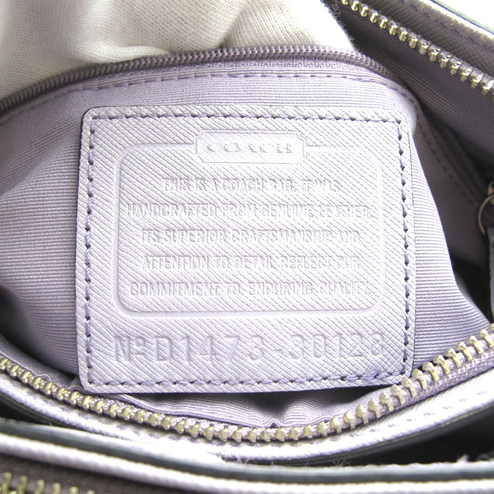 COACH コーチ ハンドバッグ レザー 正面ロゴ グレーパープル レディース 30128 難あり