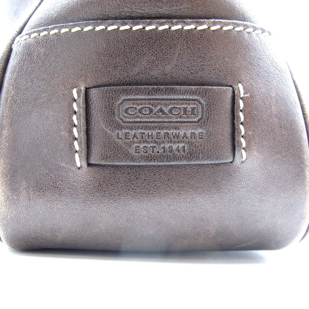 COACH コーチ ハンドバッグ 側面ロゴのみ レザー ブラウン レディース 7783 難あり