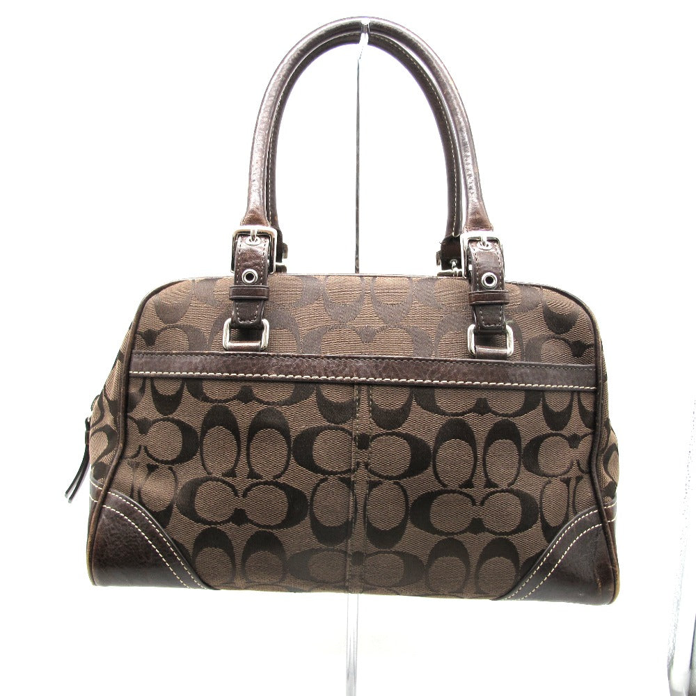 COACH コーチ ハンドバッグ シグネチャー ナイロン レザー ブラウン チョコレート レディース 8K05 難あり