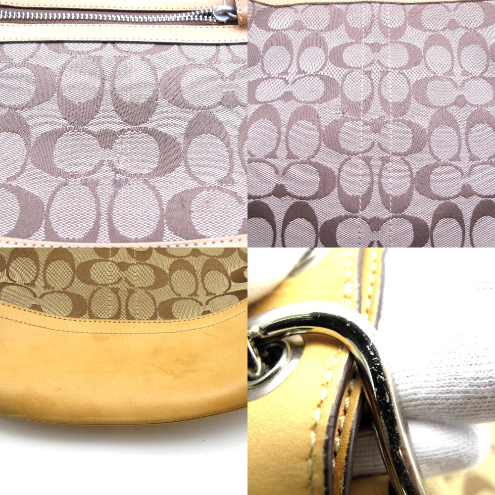 COACH コーチ ショルダーバッグ 斜め掛け ナイロン レザー シグネチャー ベージュ レディース 9362