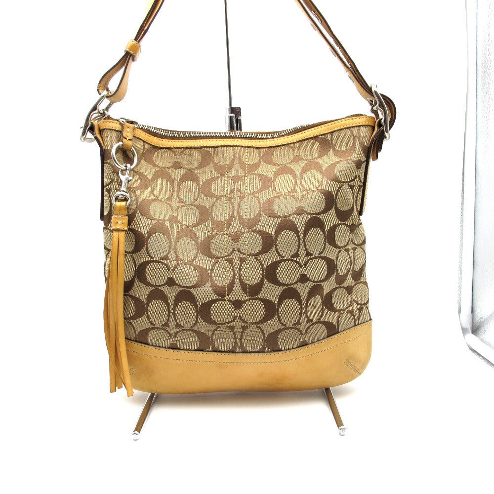 COACH コーチ ショルダーバッグ 斜め掛け ナイロン レザー シグネチャー ベージュ レディース 9362