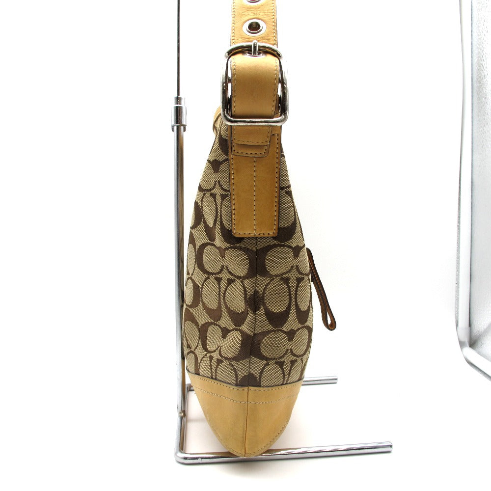 COACH コーチ ショルダーバッグ 斜め掛け ナイロン レザー シグネチャー ベージュ レディース 9362