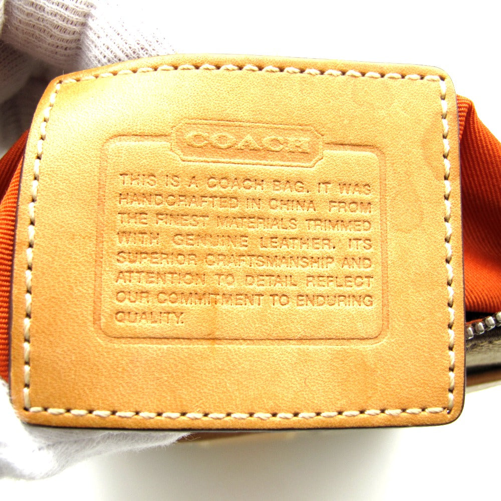 COACH コーチ ショルダーバッグ シグネチャー ベージュ オレンジ ナイロン レザー レディース