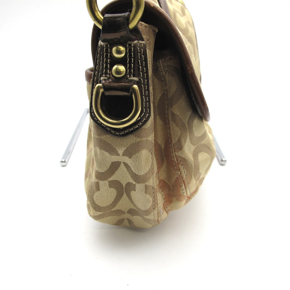 COACH コーチ ショルダーバッグ オプアート ベージュ キャンバス レディース 12988 難あり