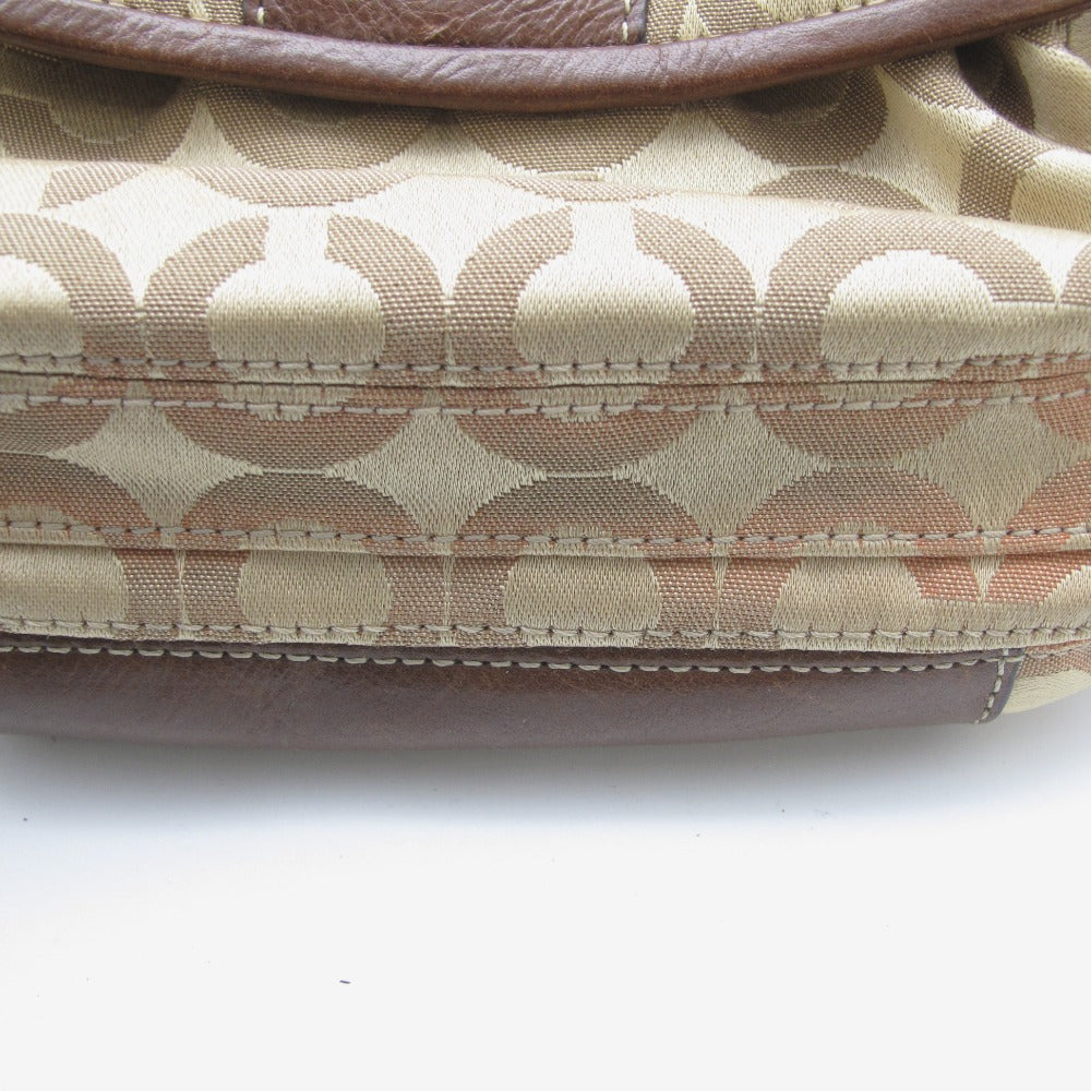 COACH コーチ ショルダーバッグ オプアート ベージュ キャンバス レディース 12988 難あり