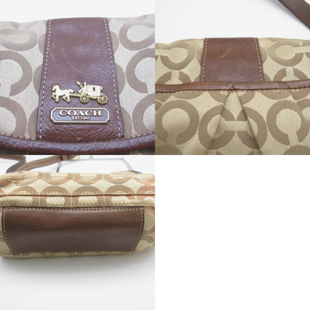 COACH コーチ ショルダーバッグ オプアート ベージュ キャンバス レディース 12988 難あり