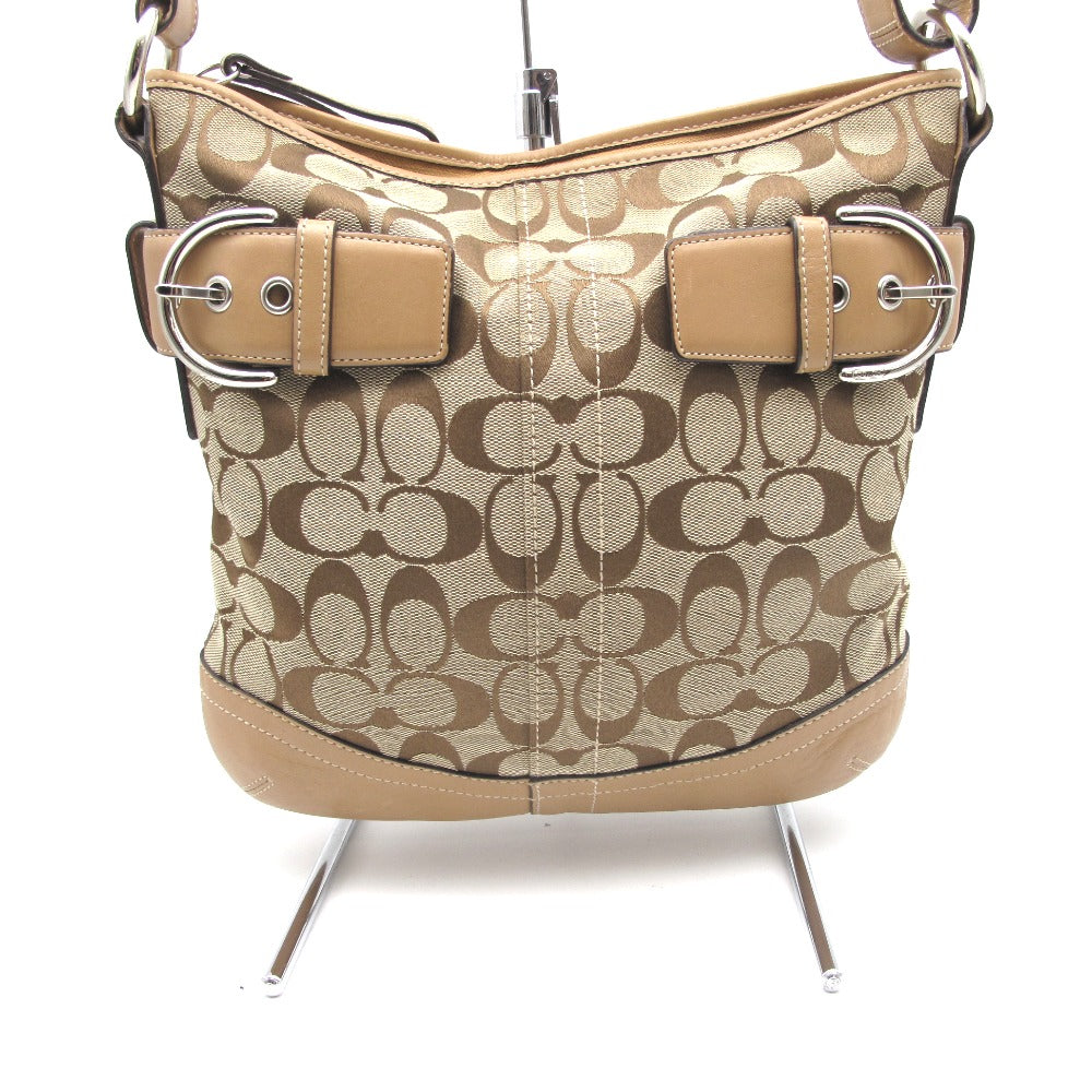 COACH コーチ ショルダーバッグ 斜め掛け シグネチャー ナイロン レザー ベージュ レディース F03574