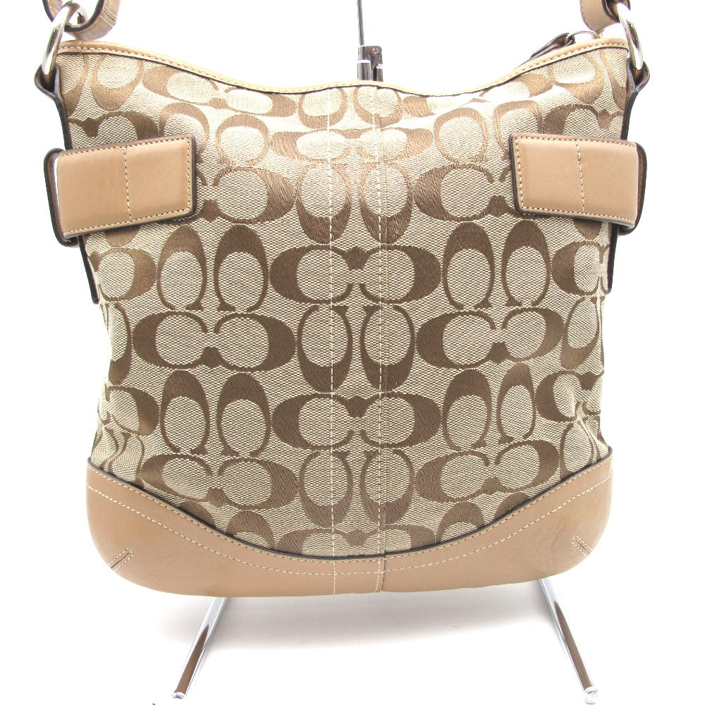 COACH コーチ ショルダーバッグ 斜め掛け シグネチャー ナイロン レザー ベージュ レディース F03574