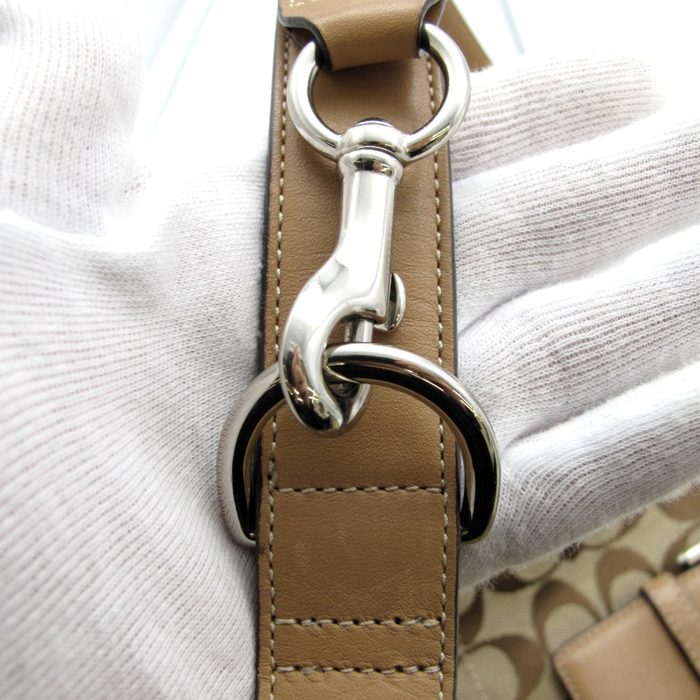 COACH コーチ ショルダーバッグ 斜め掛け シグネチャー ナイロン レザー ベージュ レディース F03574