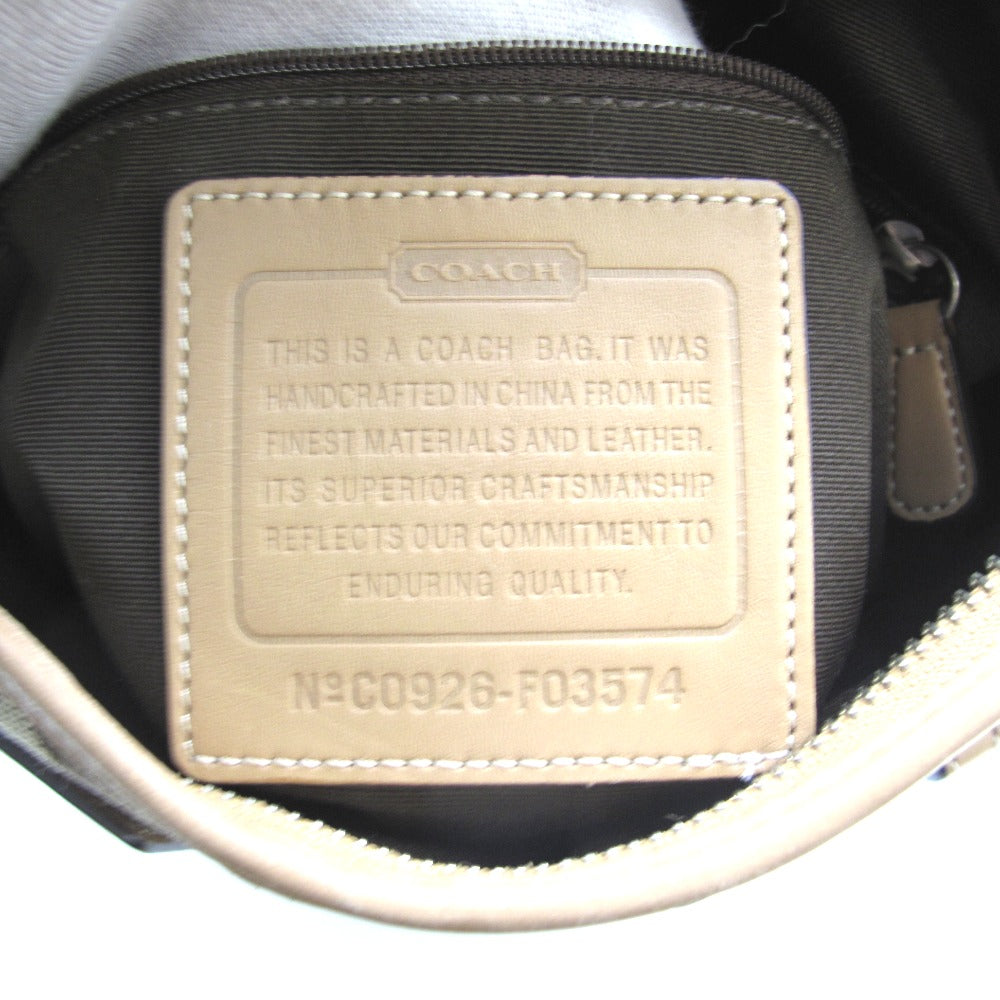 COACH コーチ ショルダーバッグ 斜め掛け シグネチャー ナイロン レザー ベージュ レディース F03574