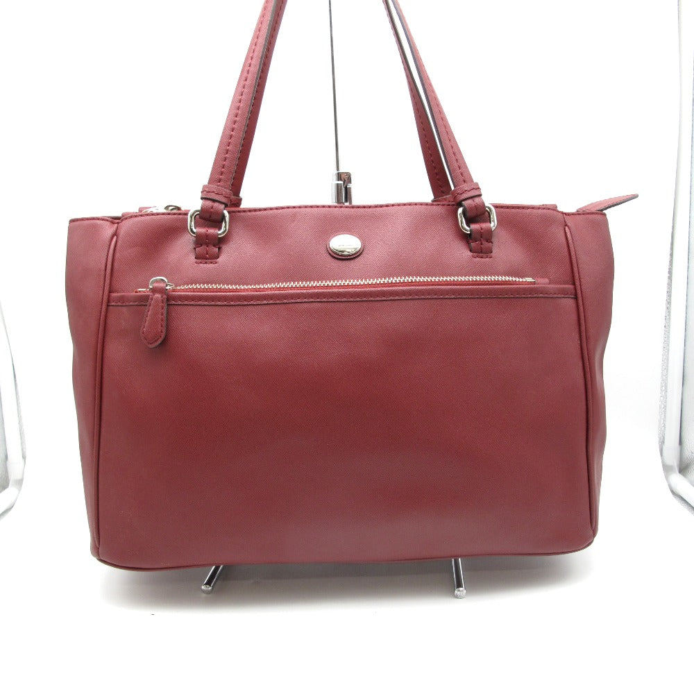 COACH コーチ ショルダーバッグ トートバッグ ハンドバッグ 2WAY 斜め掛け 正面ロゴ レザー ワインレッド レディース