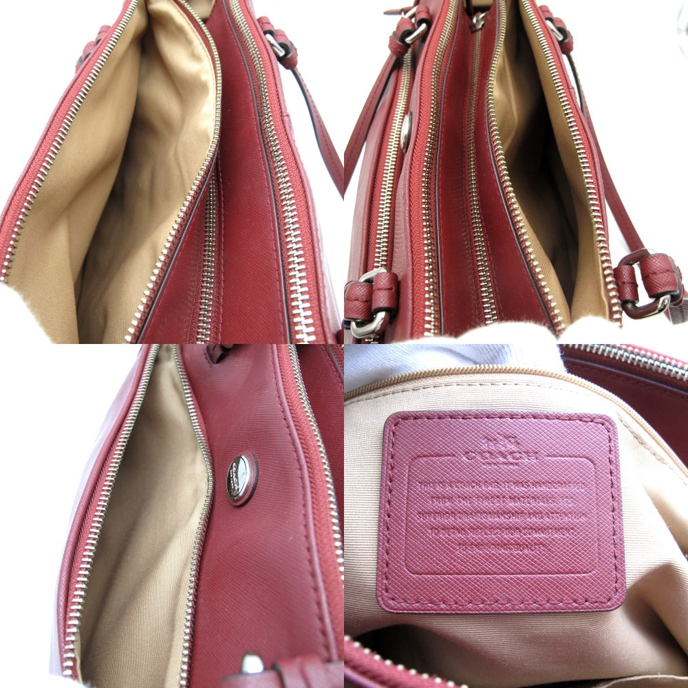 COACH コーチ ショルダーバッグ トートバッグ ハンドバッグ 2WAY 斜め掛け 正面ロゴ レザー ワインレッド レディース