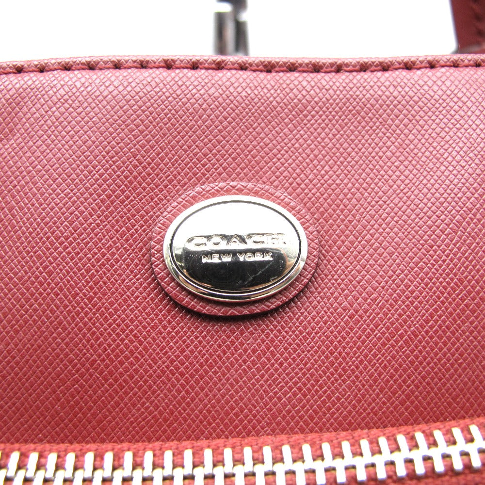 COACH コーチ ショルダーバッグ トートバッグ ハンドバッグ 2WAY 斜め掛け 正面ロゴ レザー ワインレッド レディース