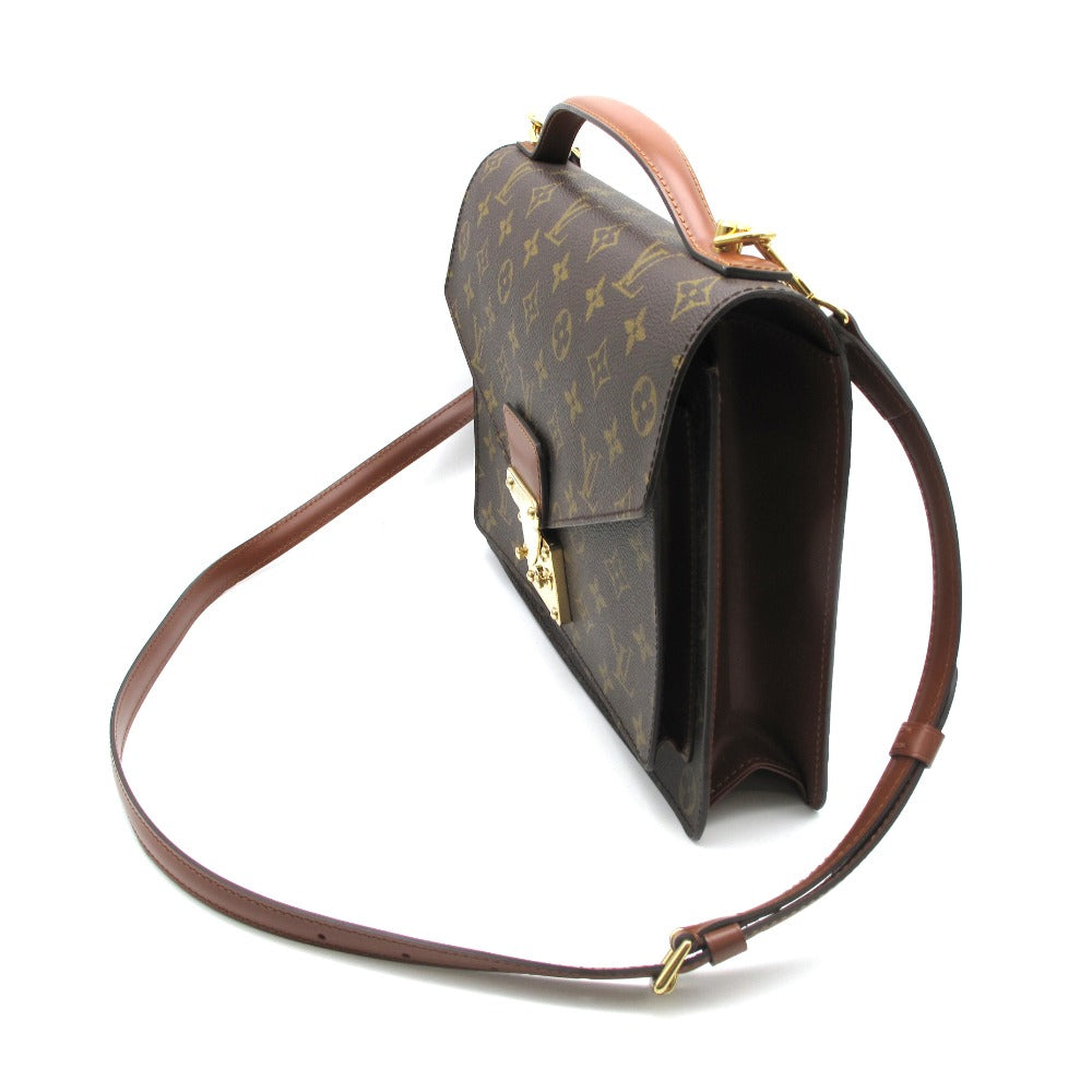 LOUIS VUITTON ルイ・ヴィトン モンソー 28 モノグラム M51185 2WAY ショルダーバッグ ハンドバッグ 鍵付き PVC レザー ブラウン