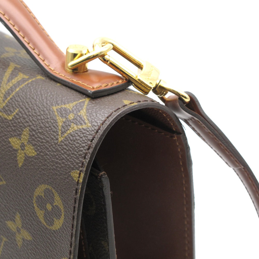 LOUIS VUITTON ルイ・ヴィトン モンソー 28 モノグラム M51185 2WAY ショルダーバッグ ハンドバッグ 鍵付き PVC レザー ブラウン