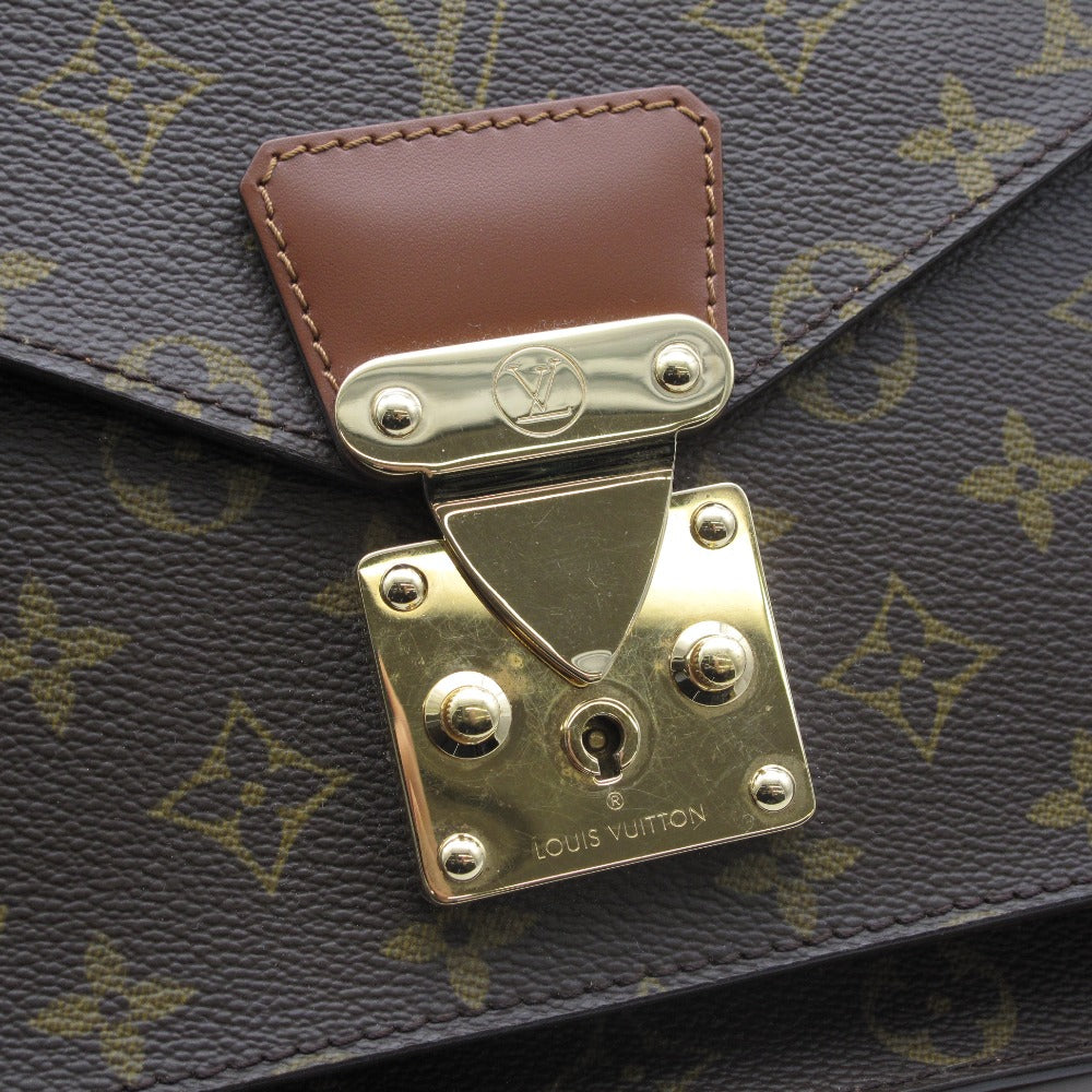 LOUIS VUITTON ルイ・ヴィトン モンソー 28 モノグラム M51185 2WAY ショルダーバッグ ハンドバッグ 鍵付き PVC レザー ブラウン