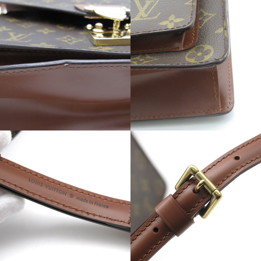 LOUIS VUITTON ルイ・ヴィトン モンソー 28 モノグラム M51185 2WAY ショルダーバッグ ハンドバッグ 鍵付き PVC レザー ブラウン