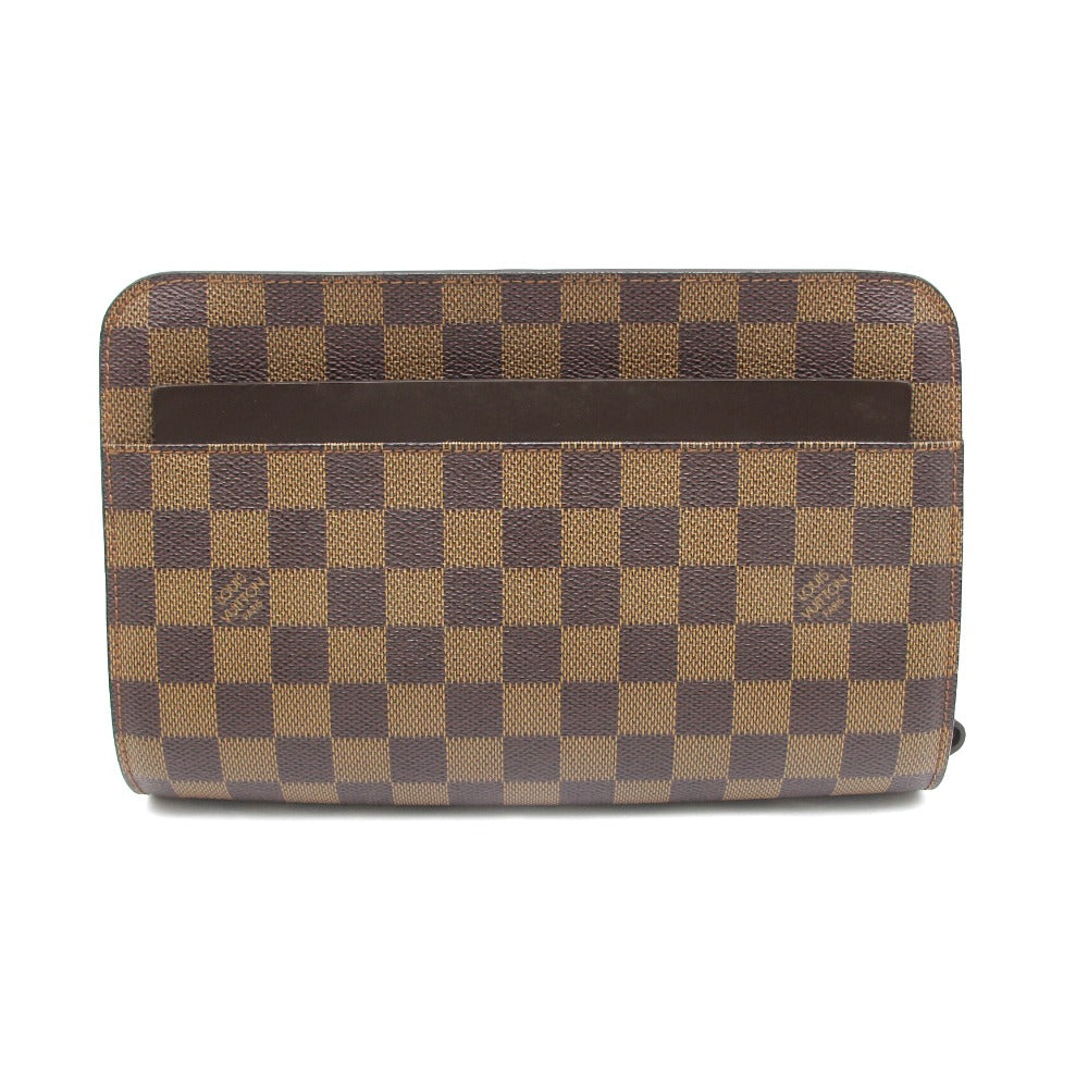 LOUIS VUITTON ルイ・ヴィトン サンルイ ダミエ エベヌ N51993 クラッチ セカンドバッグ ポーチ ストラップ付き PVC レザー ブラウン
