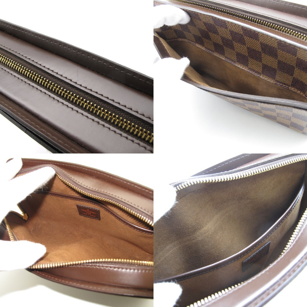 LOUIS VUITTON ルイ・ヴィトン サンルイ ダミエ エベヌ N51993 クラッチ セカンドバッグ ポーチ ストラップ付き PVC レザー ブラウン