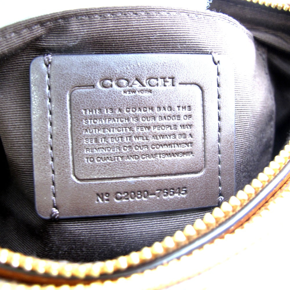 COACH コーチ ショルダーバッグ 斜め掛け 表ロゴ レザー オレンジ レディース 76645