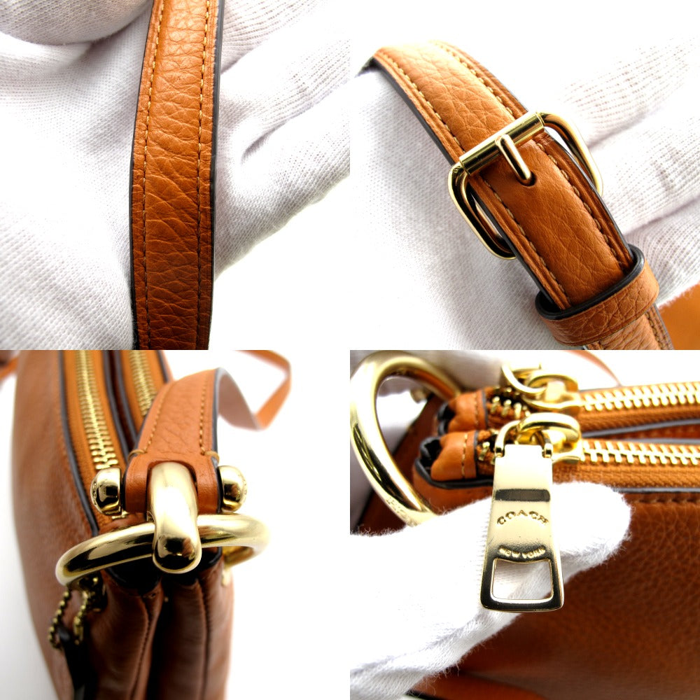 COACH コーチ ショルダーバッグ 斜め掛け 表ロゴ レザー オレンジ レディース 76645