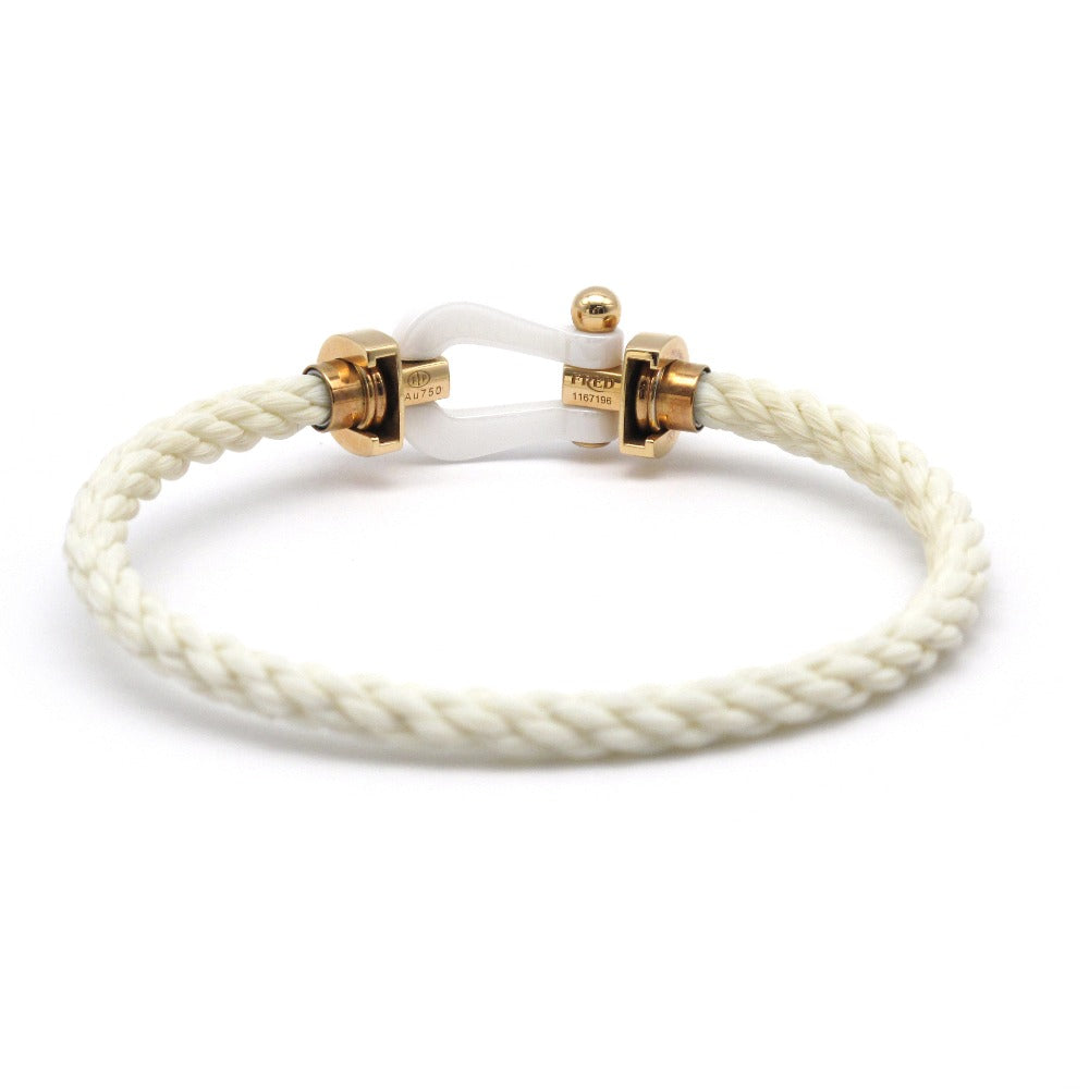 FRED フレッド フォース10 ブレスレット ラージ LM 0B0040 6B0200 K18PG ハーフダイヤモンド セラミック テキスタイルケーブル ホワイト #16 ジュエリー アクセサリー 箱付き