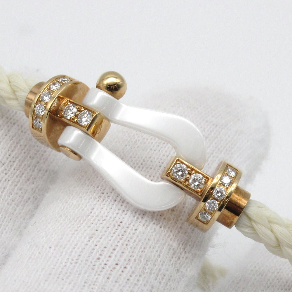 FRED フレッド フォース10 ブレスレット ラージ LM 0B0040 6B0200 K18PG ハーフダイヤモンド セラミック テキスタイルケーブル ホワイト #16 ジュエリー アクセサリー 箱付き