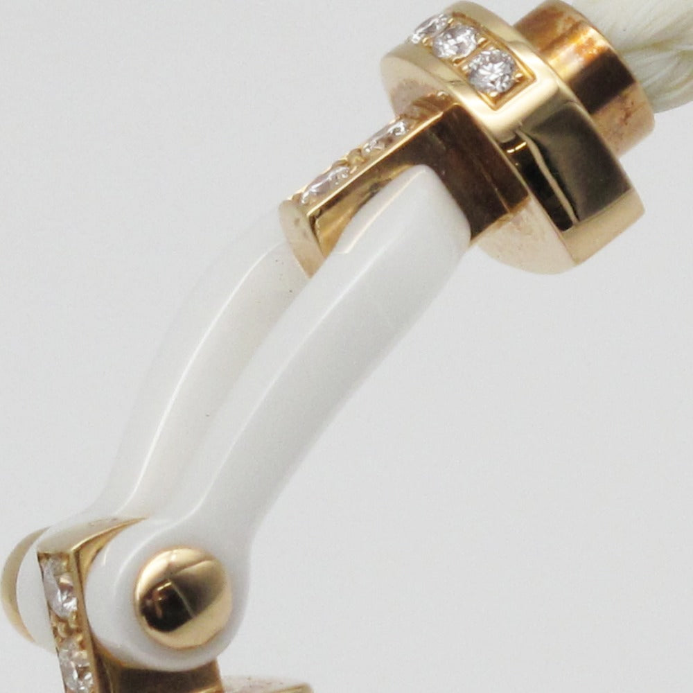 FRED フレッド フォース10 ブレスレット ラージ LM 0B0040 6B0200 K18PG ハーフダイヤモンド セラミック テキスタイルケーブル ホワイト #16 ジュエリー アクセサリー 箱付き