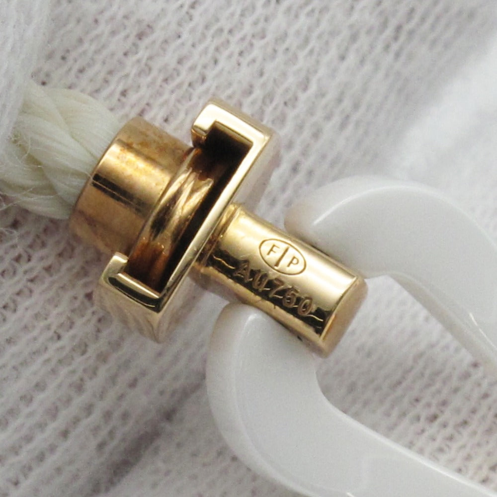 FRED フレッド フォース10 ブレスレット ラージ LM 0B0040 6B0200 K18PG ハーフダイヤモンド セラミック テキスタイルケーブル ホワイト #16 ジュエリー アクセサリー 箱付き