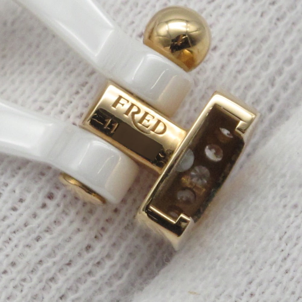 FRED フレッド フォース10 ブレスレット ラージ LM 0B0040 6B0200 K18PG ハーフダイヤモンド セラミック テキスタイルケーブル ホワイト #16 ジュエリー アクセサリー 箱付き