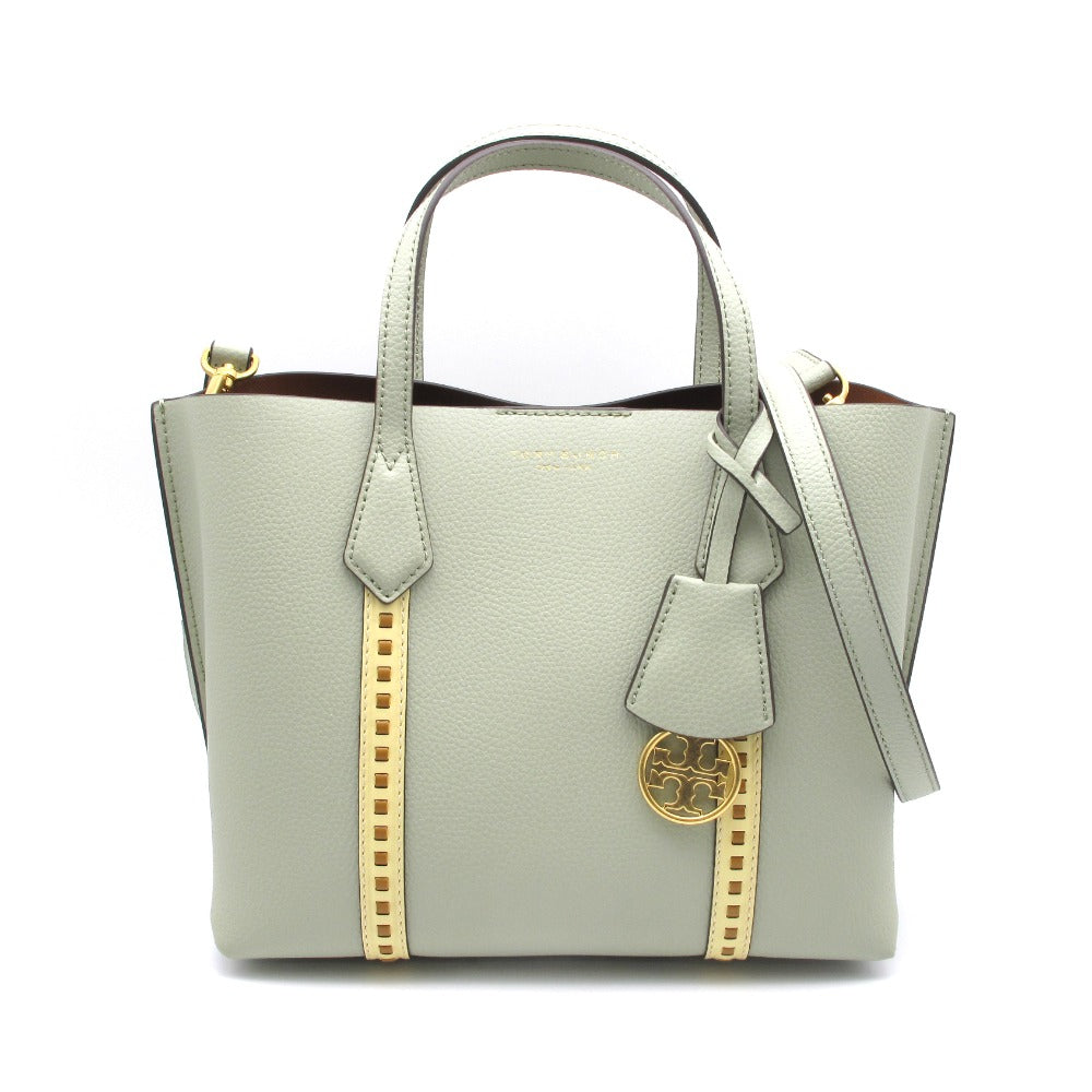 Tory Burch トリーバーチ ペリー スモール トリプルコンパートメント ピックステッチ トート 135877 2WAY ショルダーバッグ レザー ライトグリーン系 レディース 未使用品