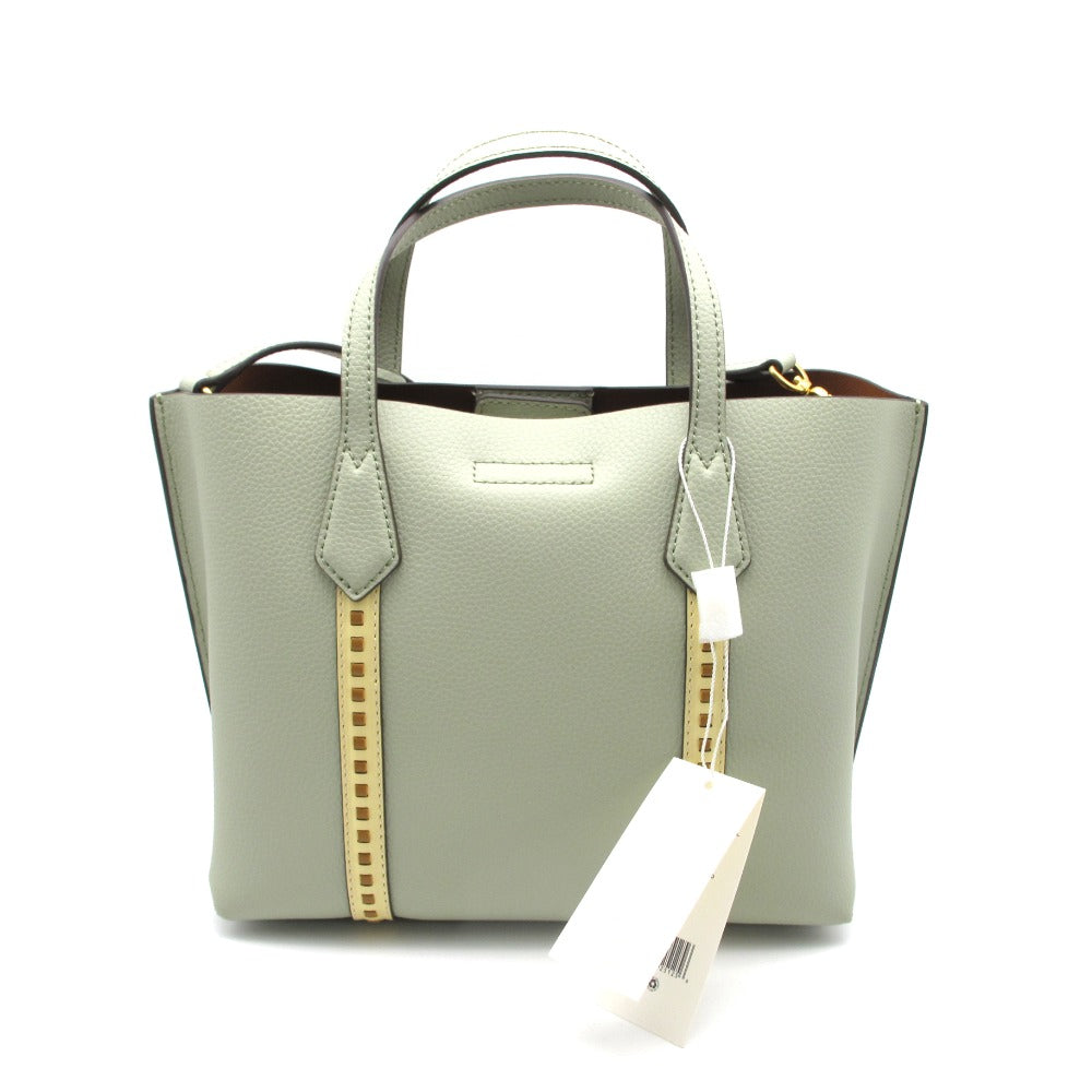 Tory Burch トリーバーチ ペリー スモール トリプルコンパートメント ピックステッチ トート 135877 2WAY ショルダーバッグ レザー ライトグリーン系 レディース 未使用品