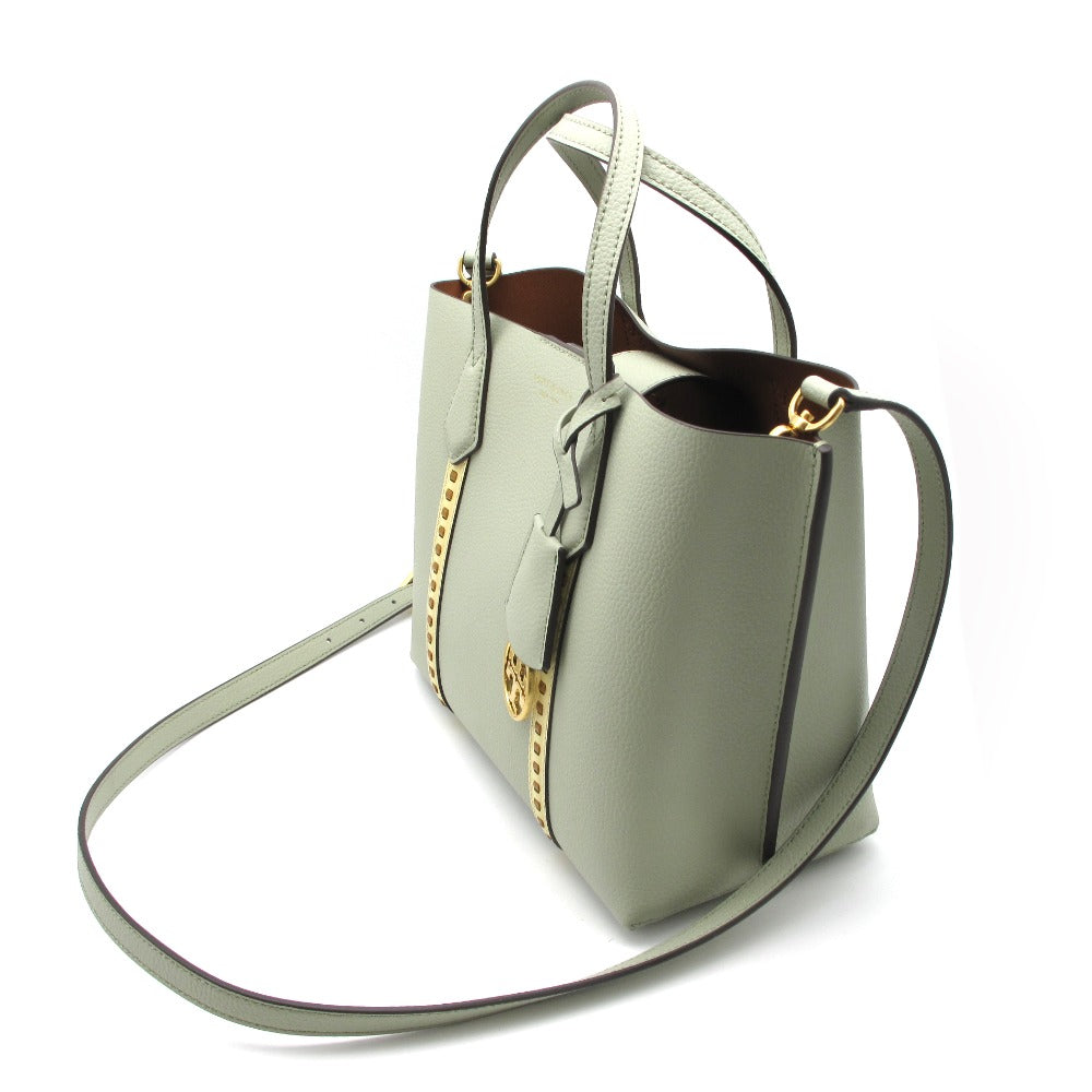 Tory Burch トリーバーチ ペリー スモール トリプルコンパートメント ピックステッチ トート 135877 2WAY ショルダーバッグ レザー ライトグリーン系 レディース 未使用品