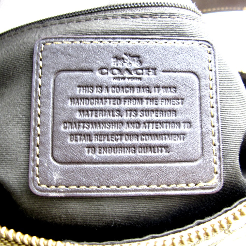 COACH コーチ ショルダーバッグ ハンドバッグ 2WAYバッグ 斜め掛け 正面ロゴ シグネチャー べージュ ナイロン ブラウン レザー レディース F54936