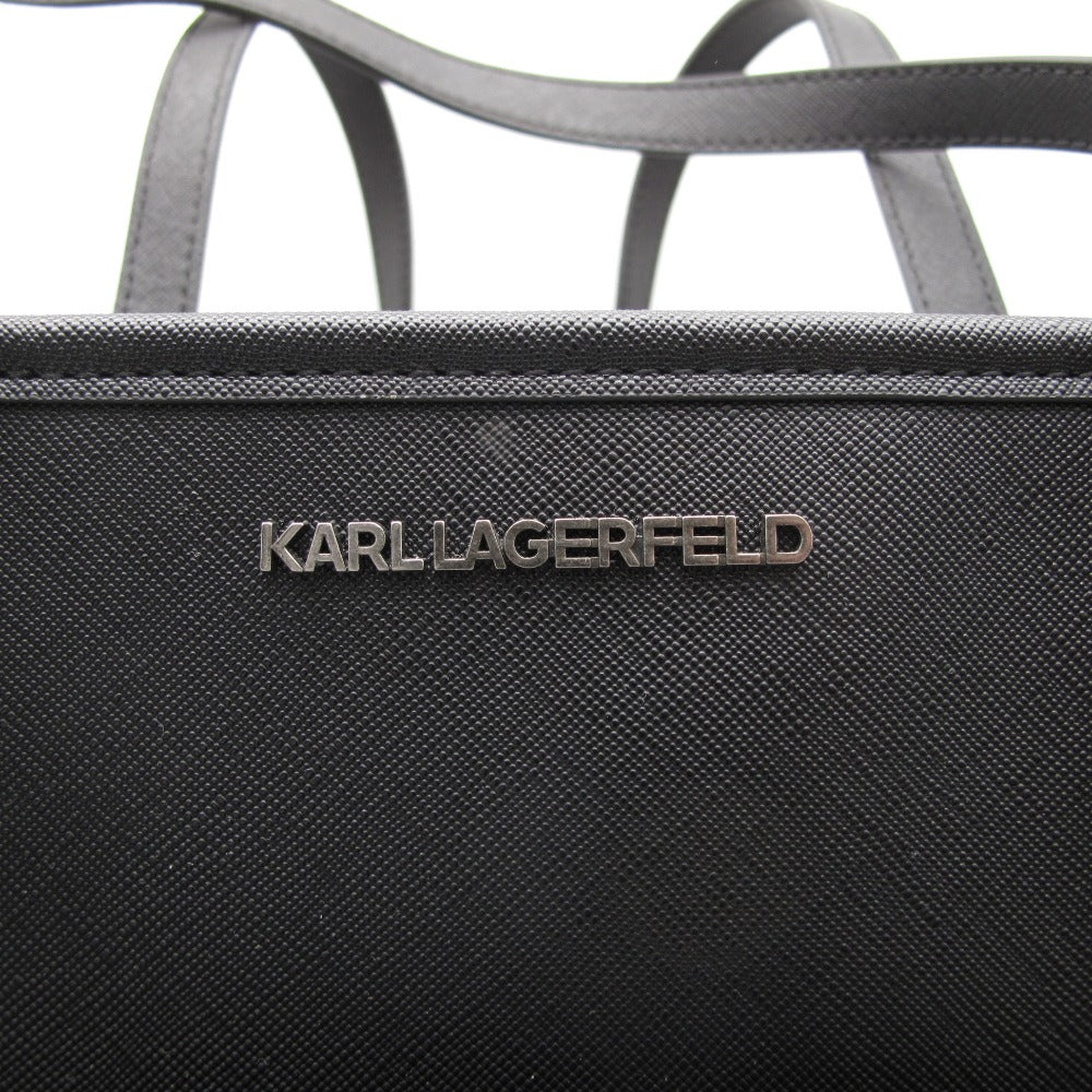KARL LAGERFELD カールラガーフェルド ラージ トートバッグ ショルダーバッグ アートワークパッチ 騎士 ブラック シルバー