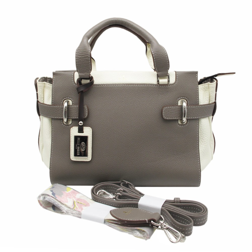 PELLE BORSA ペレボルサ 3WAYバッグ ショルダーバッグ ハンドバッグ 斜め掛け 肩掛け 2ストラップ レザー トープ ホワイト レディース 美品