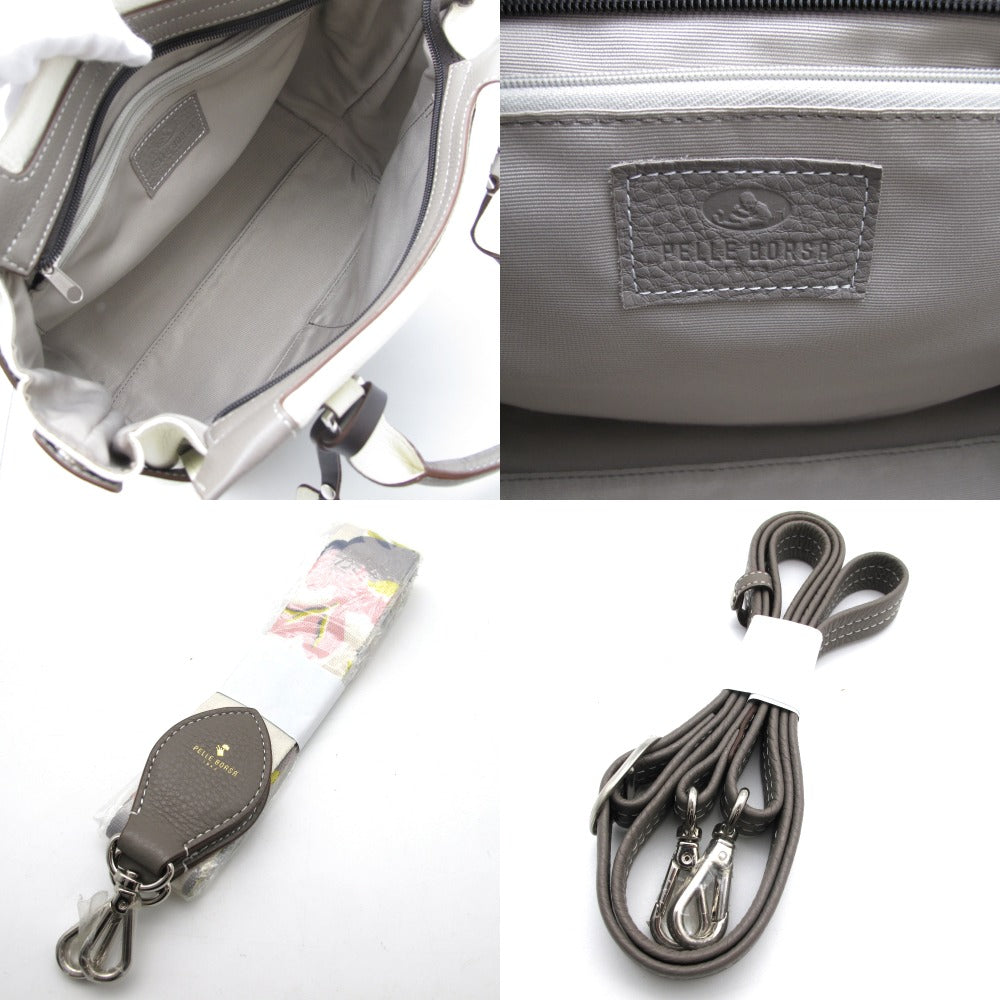 PELLE BORSA ペレボルサ 3WAYバッグ ショルダーバッグ ハンドバッグ 斜め掛け 肩掛け 2ストラップ レザー トープ ホワイト レディース 美品
