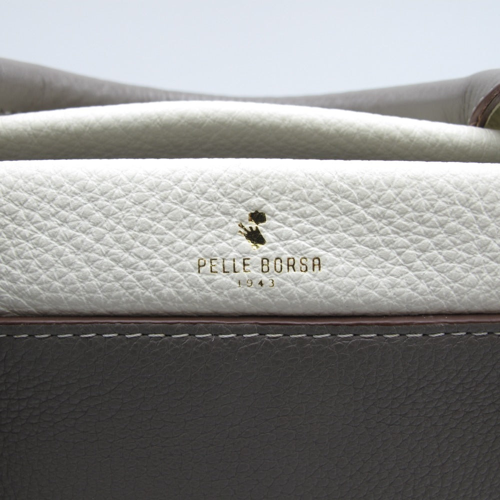 PELLE BORSA ペレボルサ 3WAYバッグ ショルダーバッグ ハンドバッグ 斜め掛け 肩掛け 2ストラップ レザー トープ ホワイト レディース 美品
