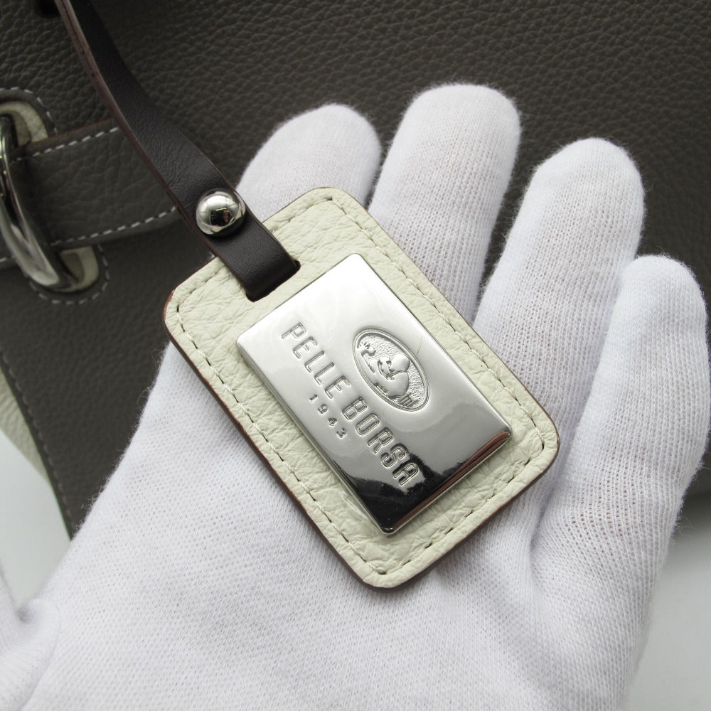 PELLE BORSA ペレボルサ 3WAYバッグ ショルダーバッグ ハンドバッグ 斜め掛け 肩掛け 2ストラップ レザー トープ ホワイト レディース 美品